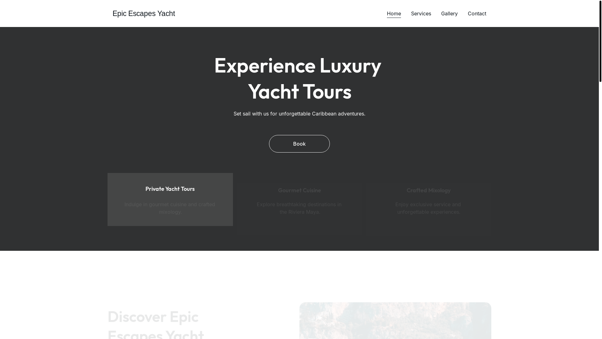 website screenshot of https://epicescapesyacht.com/