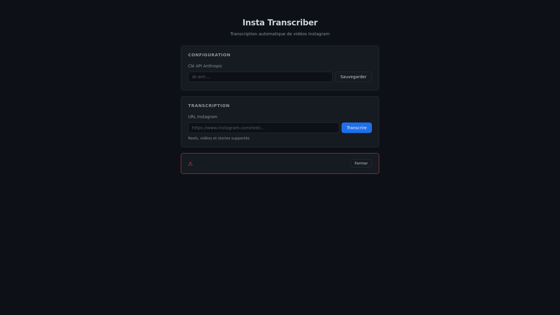 website screenshot of https://insta-transcriber.pages.dev/