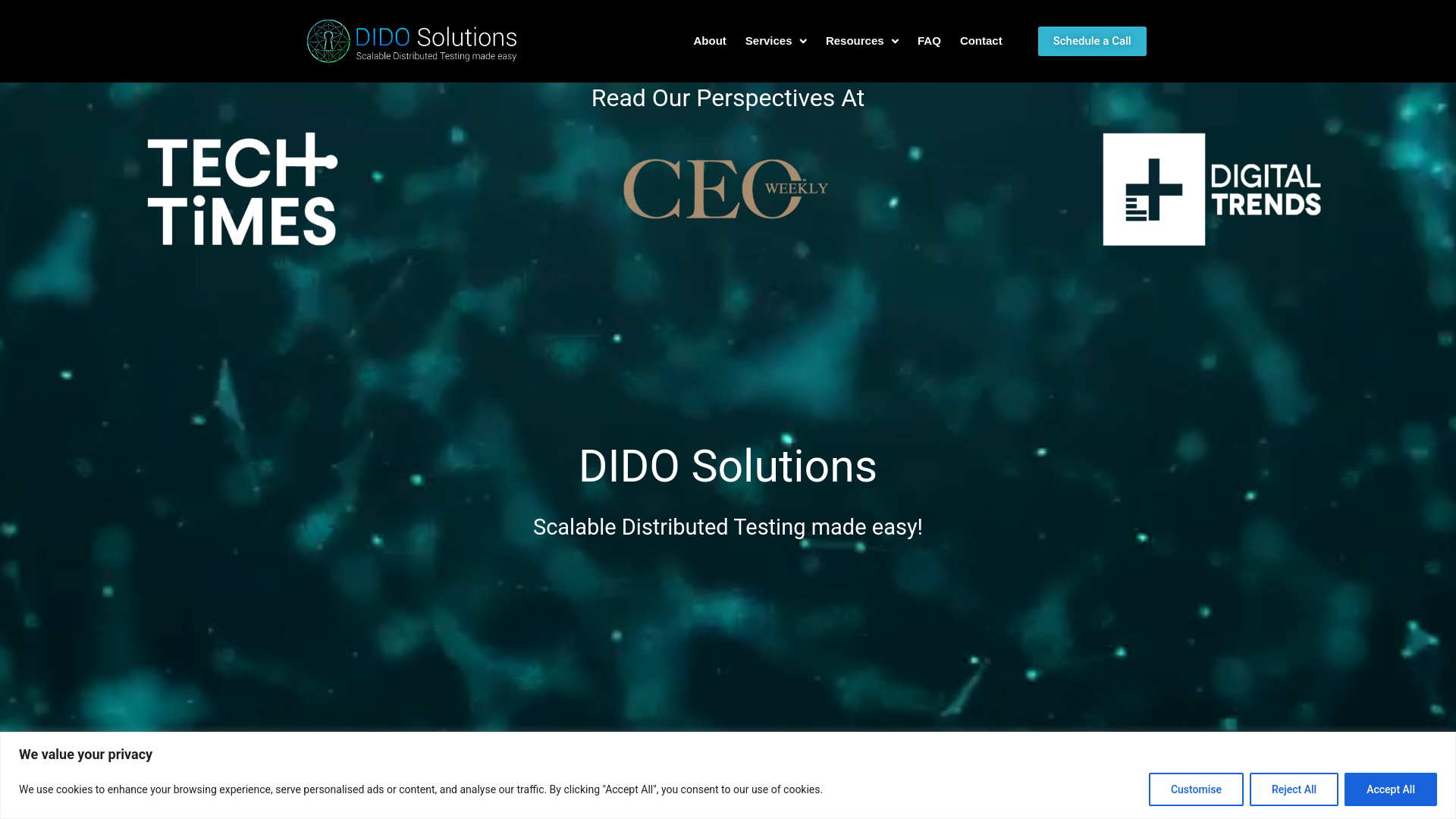 website screenshot of https://didosystems.com