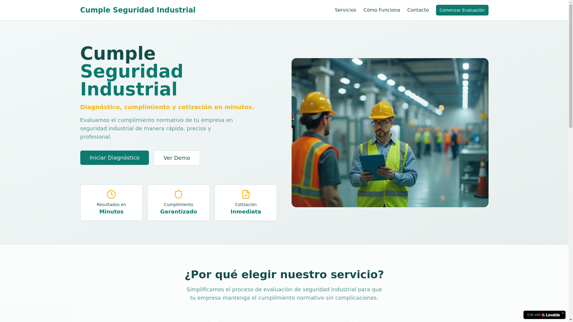 website screenshot of https://cumpleseguridadindustrial.com/