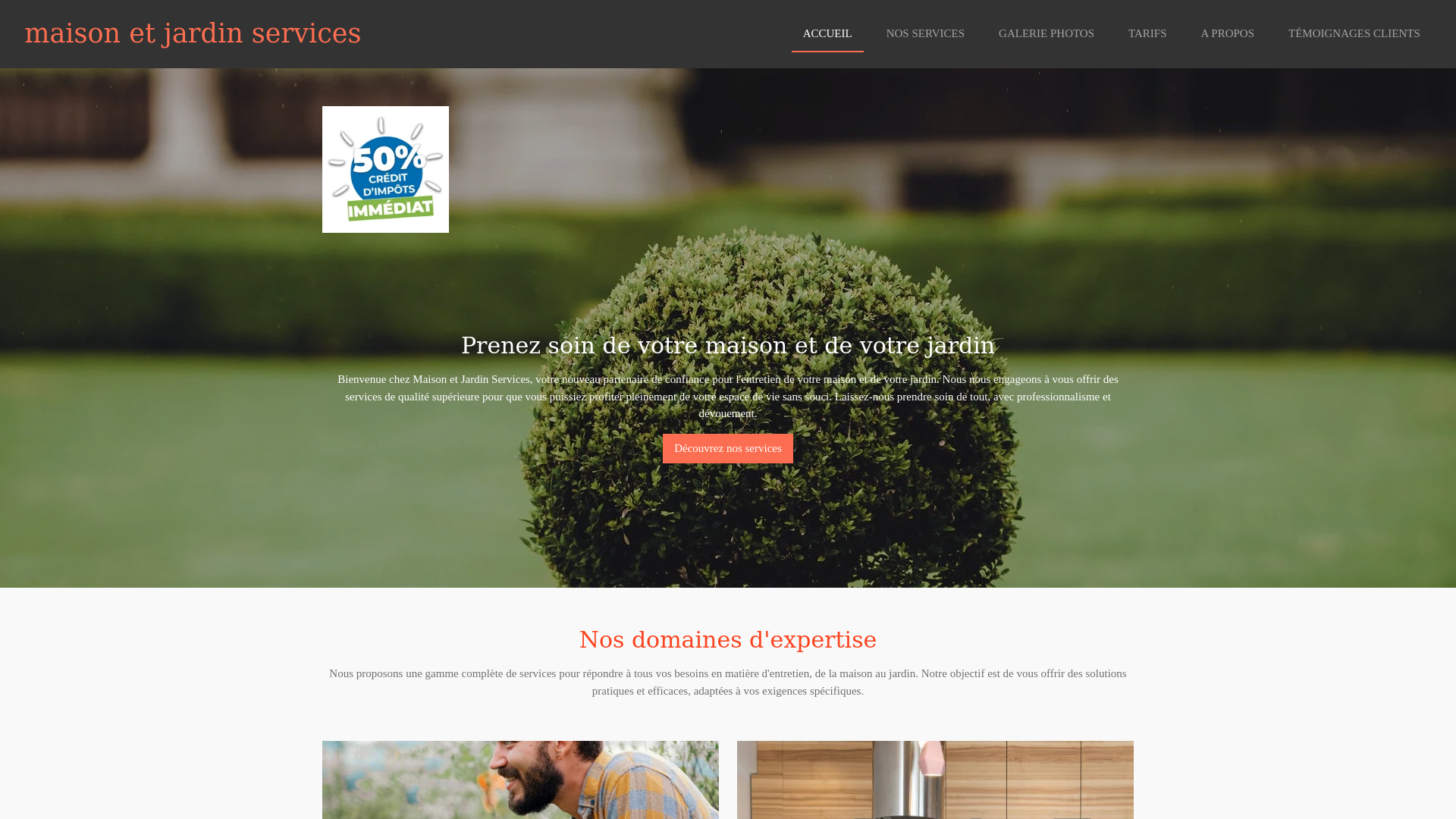 website screenshot of https://maisonetjardinservices.fr/