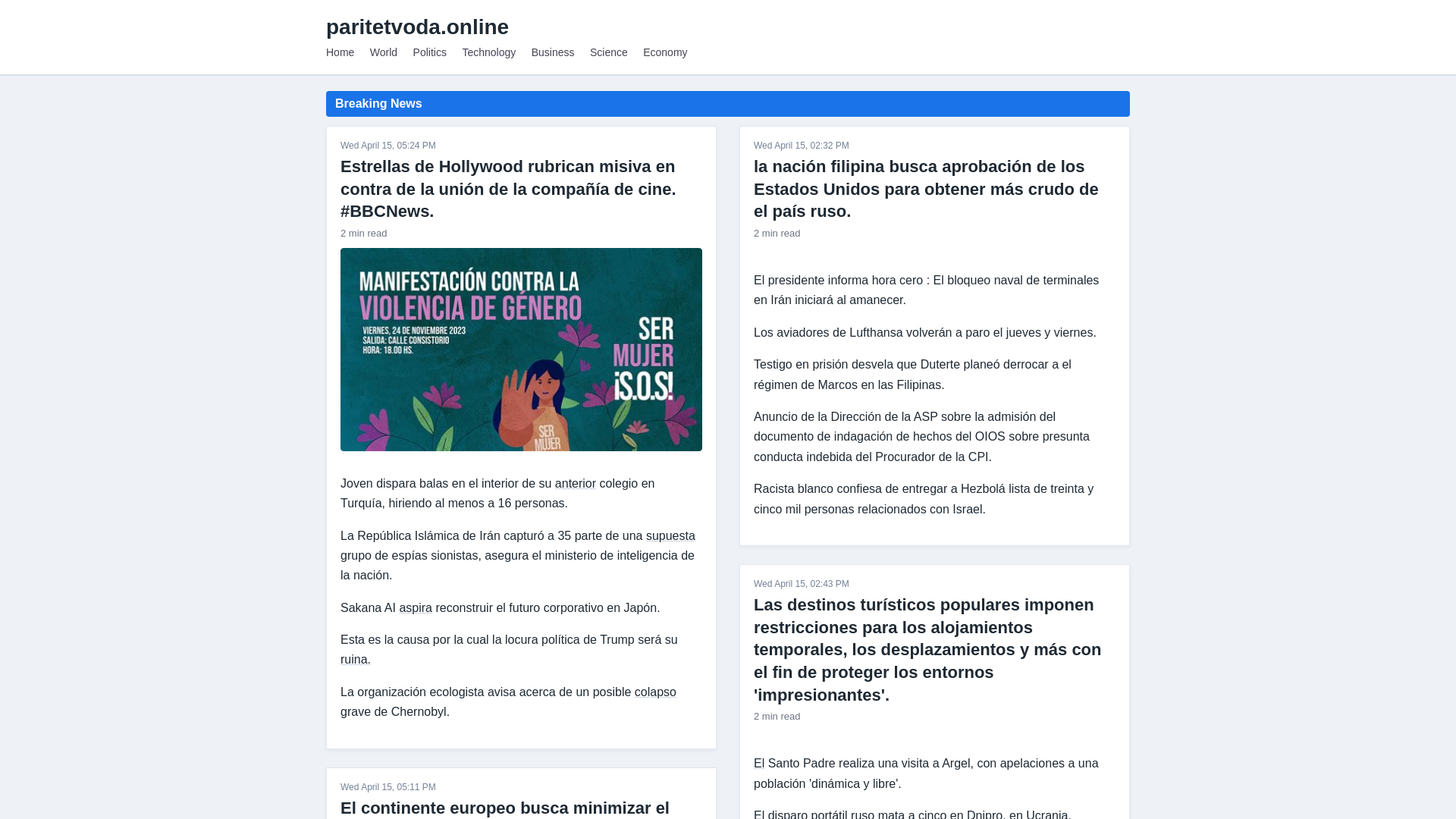 website screenshot of https://paritetvoda.online/