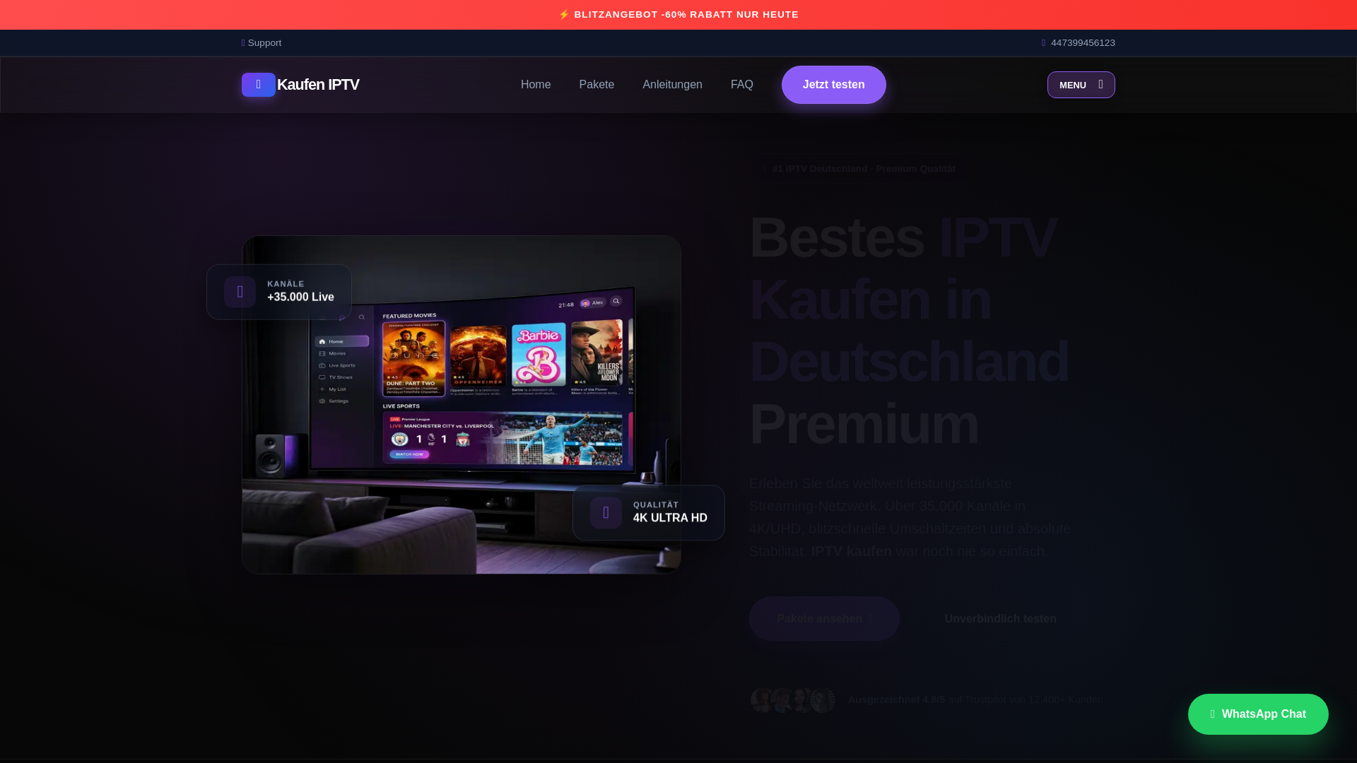 website screenshot of https://primeiptvkaufen.de/