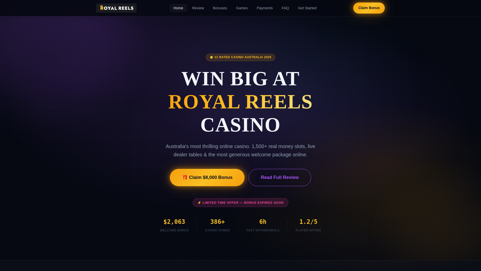 website screenshot of https://royalreelscasino.me/
