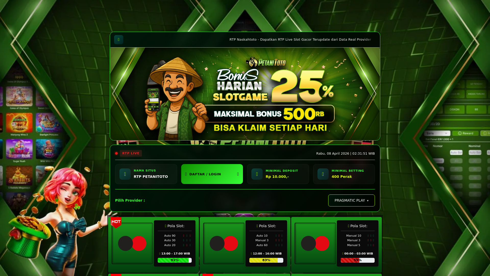 website screenshot of https://masterrtppetani.com/