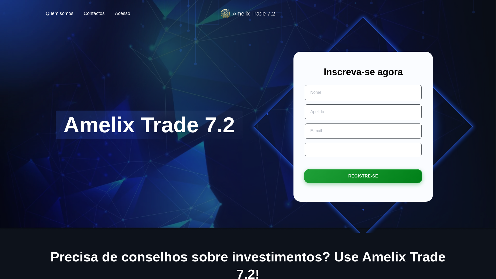 website screenshot of https://amelixtrade72.sbs/