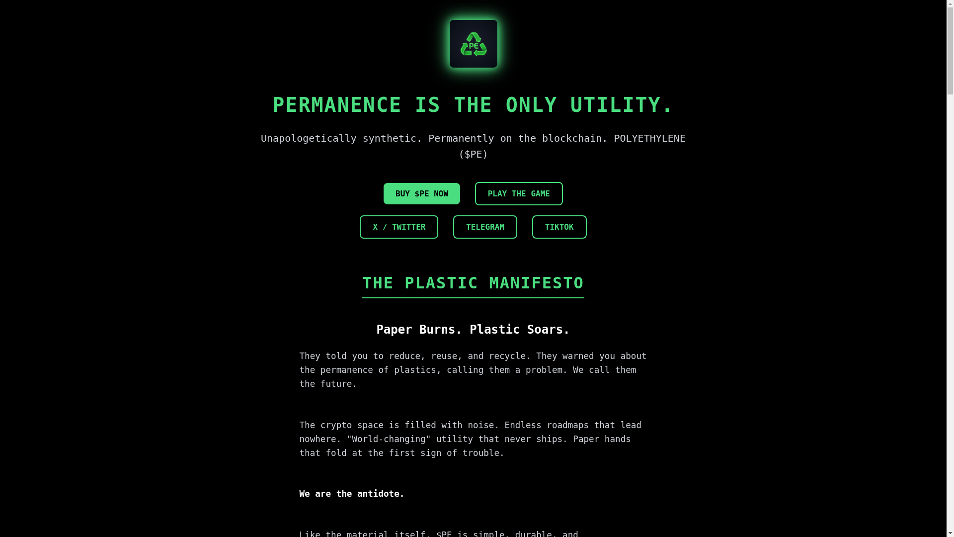 website screenshot of https://polyethylene.io/
