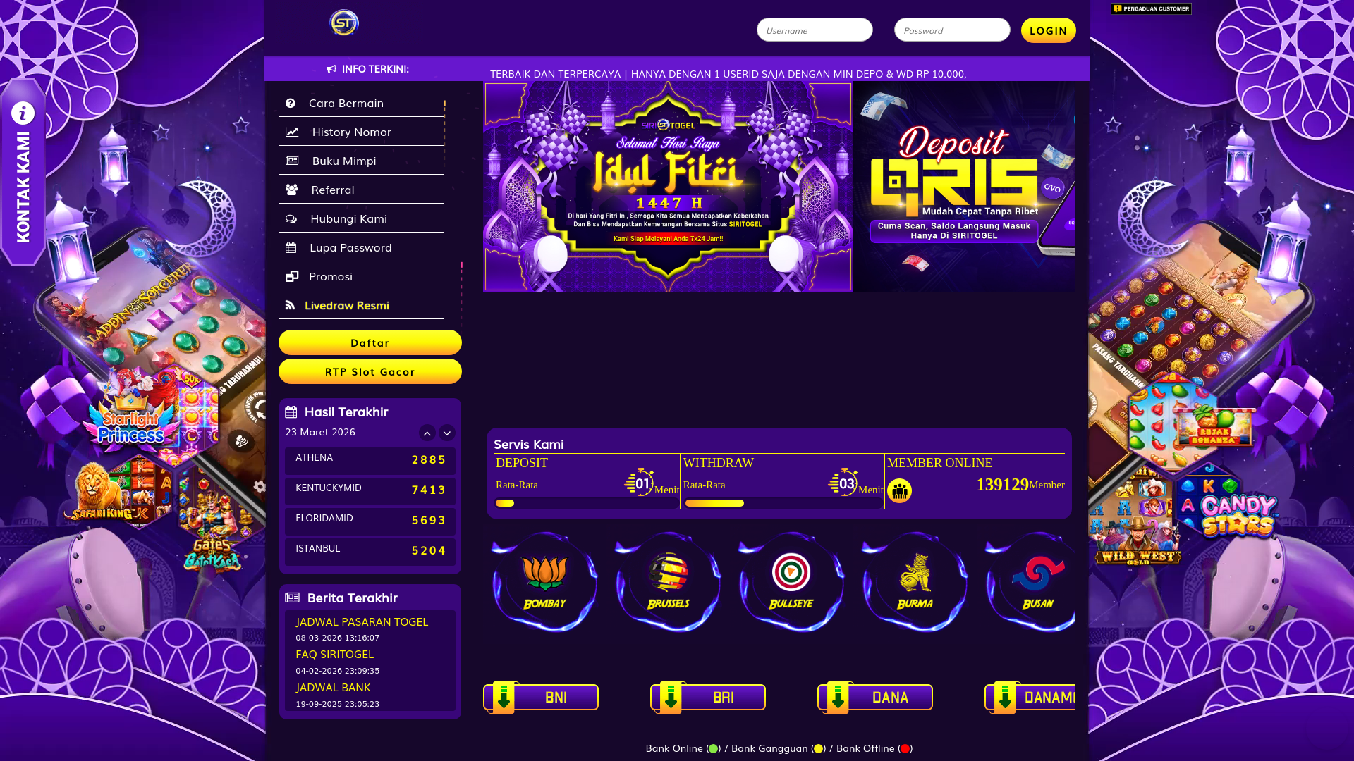 website screenshot of https://siritogelesf721.com/