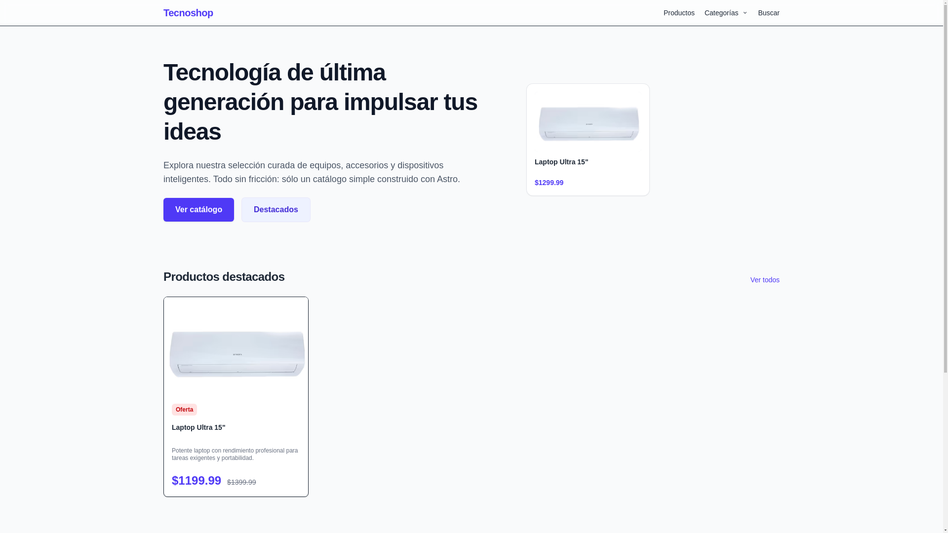 website screenshot of https://tecnoshopastro.pages.dev/