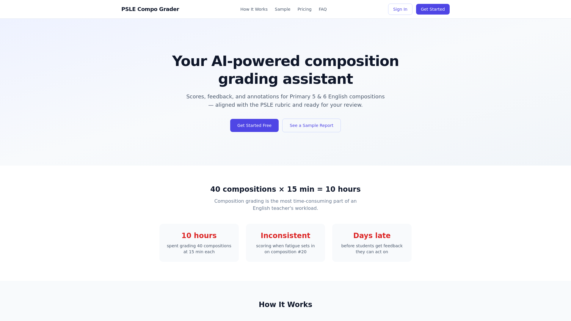 website screenshot of https://psle-compo-grader.com/