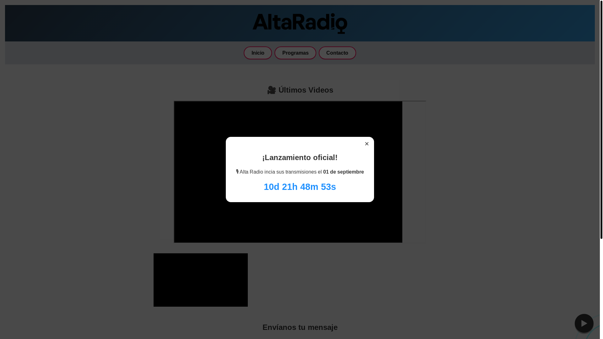 website screenshot of https://altaradio.cl/