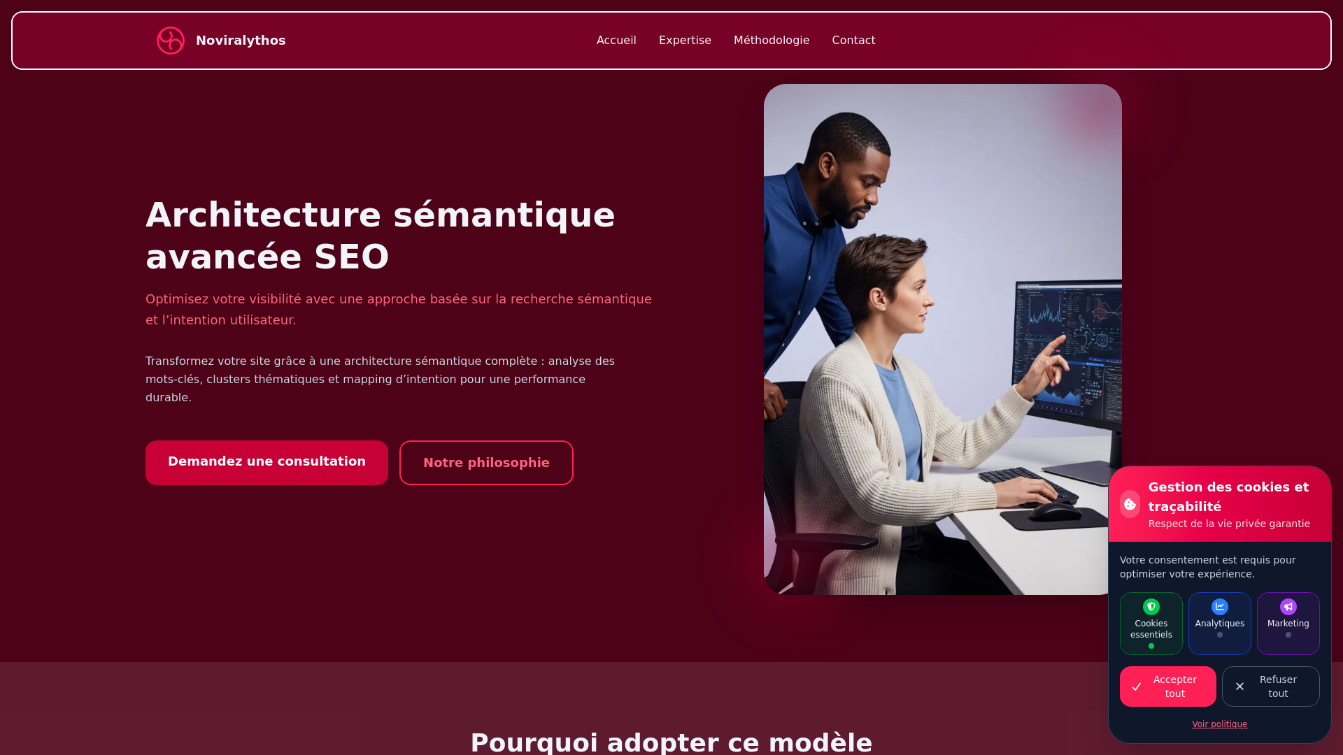 website screenshot of https://noviralythos.sbs/