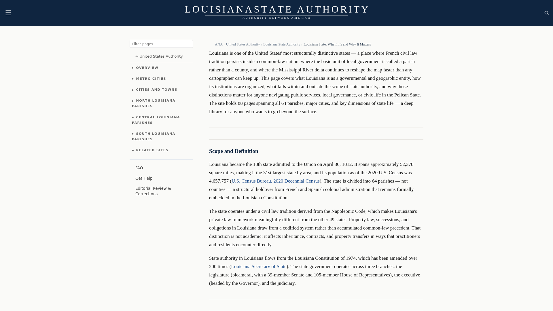 website screenshot of https://louisianastateauthority.com/