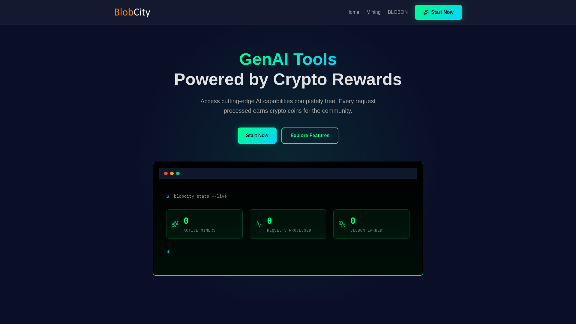website screenshot of https://blobcity-genai.pages.dev/