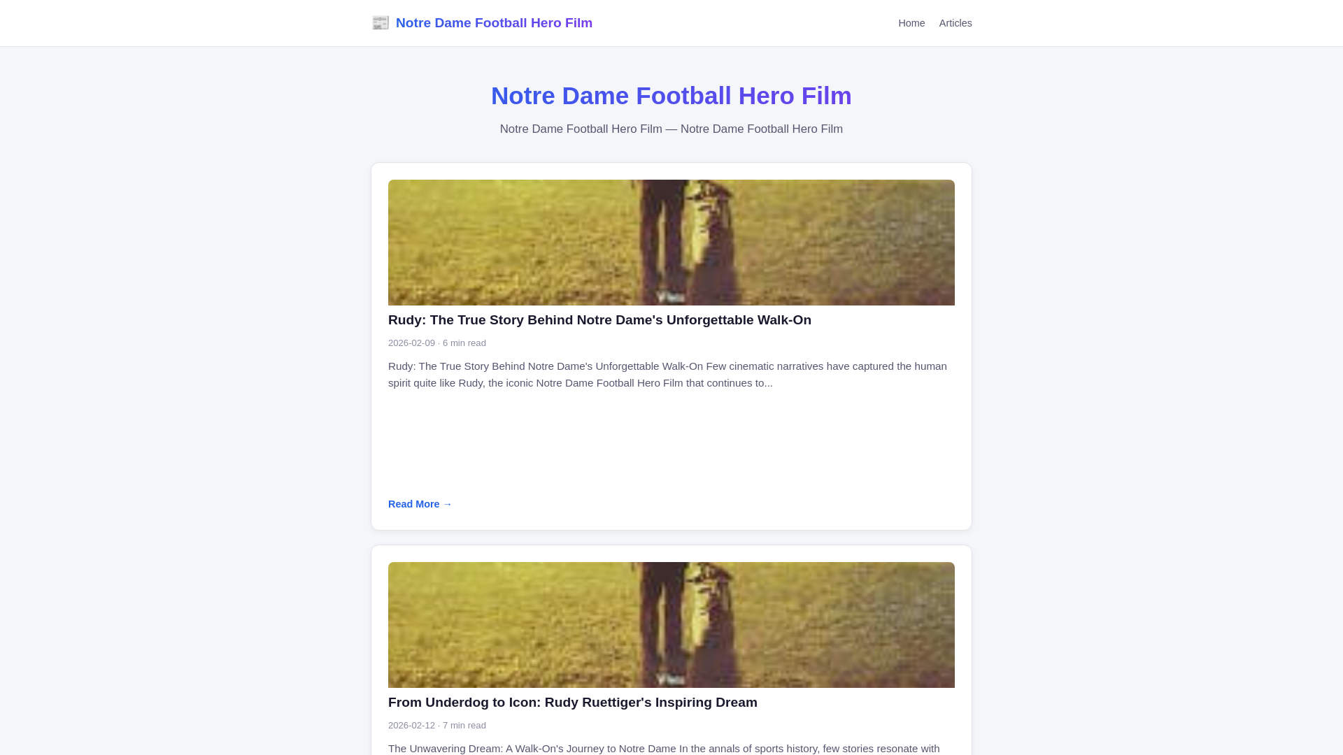 website screenshot of https://notre-dame-football-hero-film.pages.dev/