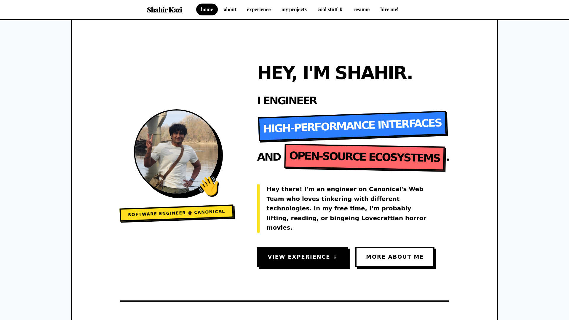 website screenshot of https://shahirkazi.com/