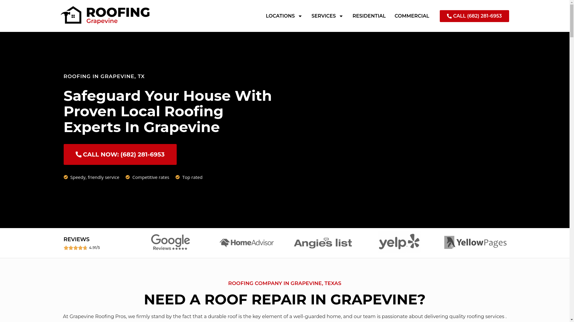 website screenshot of https://grapevineroofingpros.com/