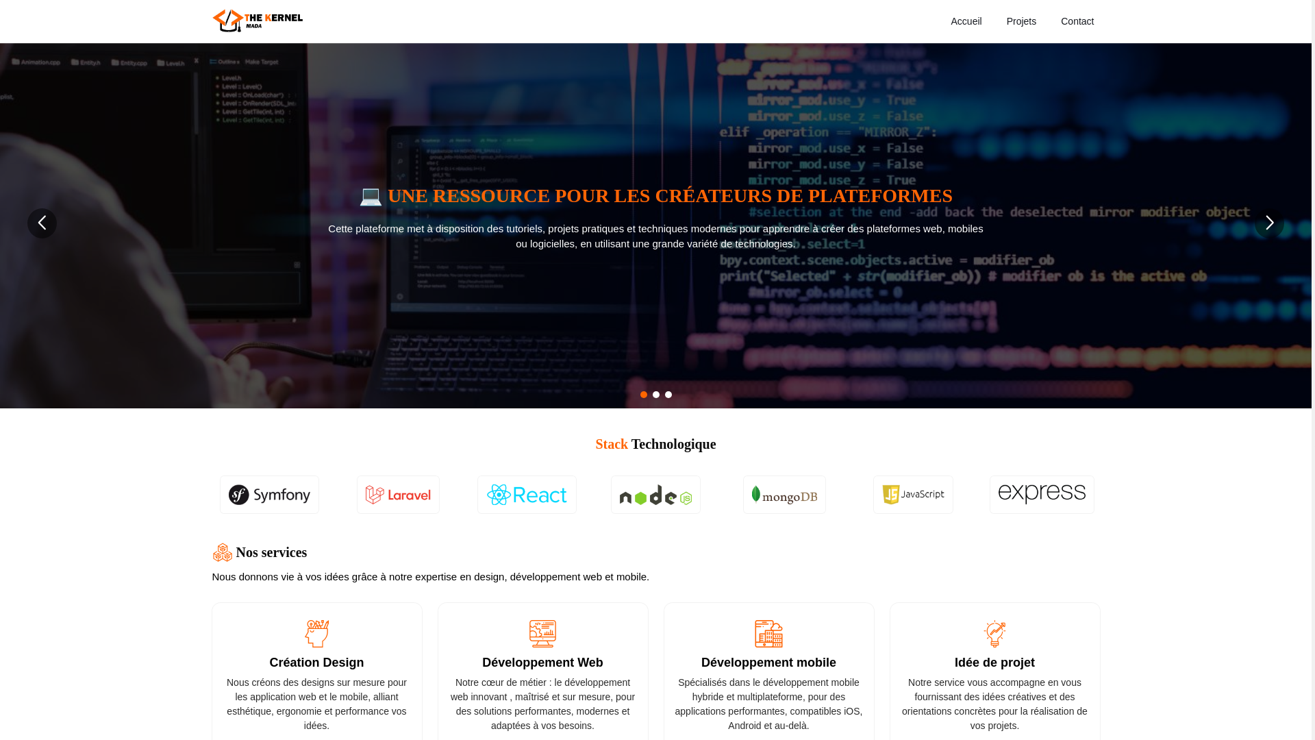 website screenshot of https://the-kernel-mada.com/