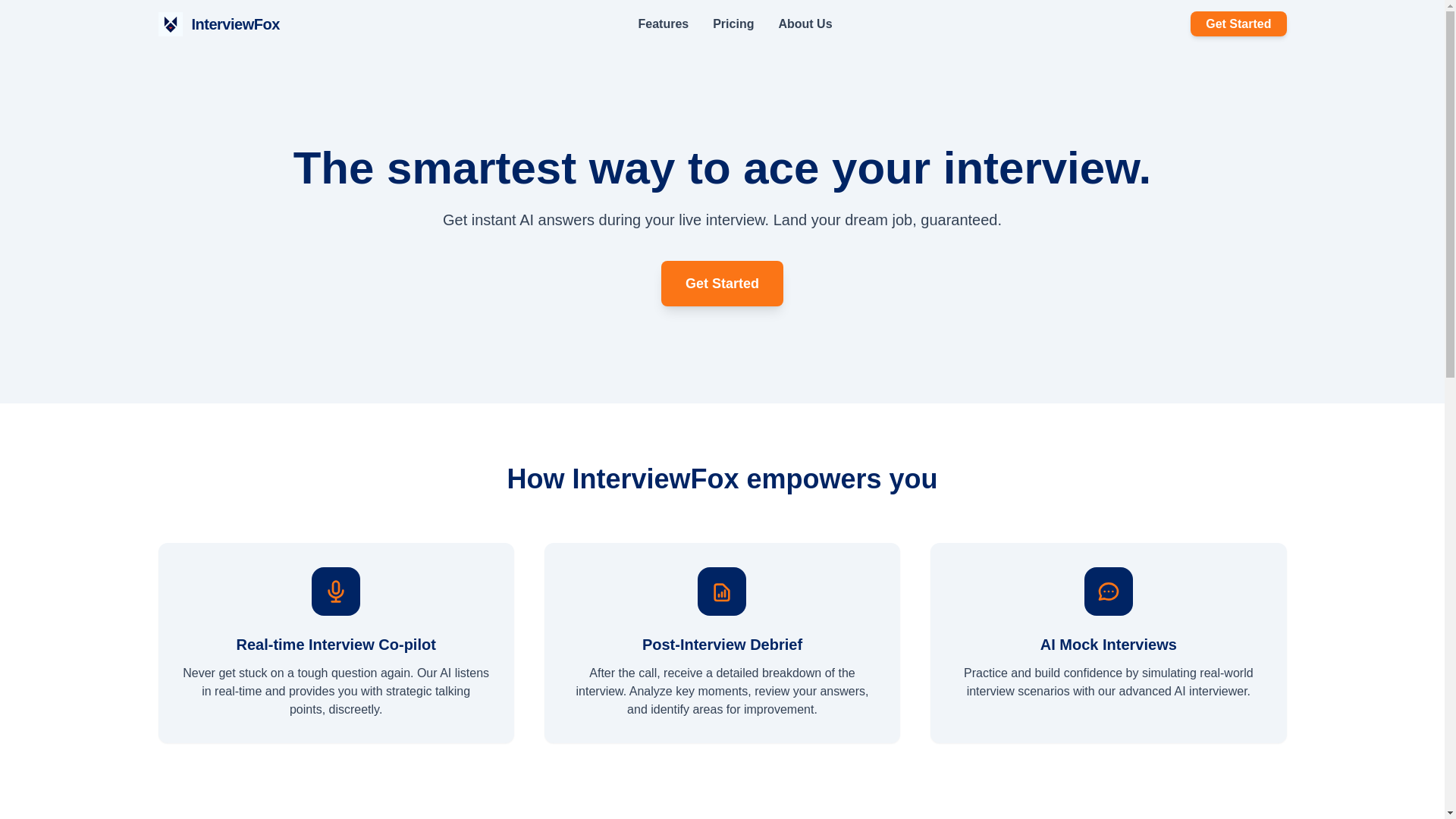 website screenshot of https://interviewfox.pages.dev/
