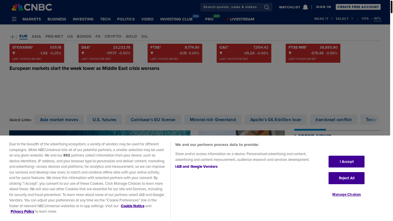 website screenshot of https://www.cnbc.com/