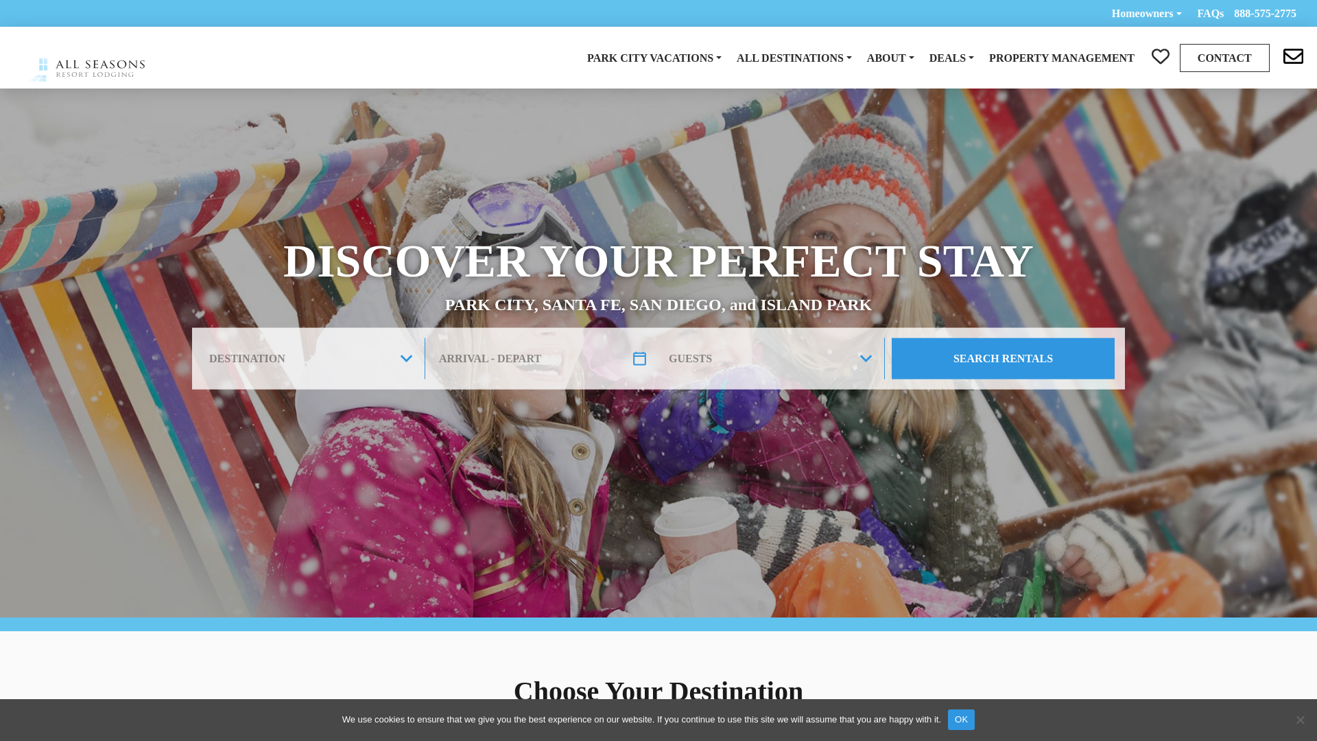 website screenshot of https://goallseasonsresortlodging.com/
