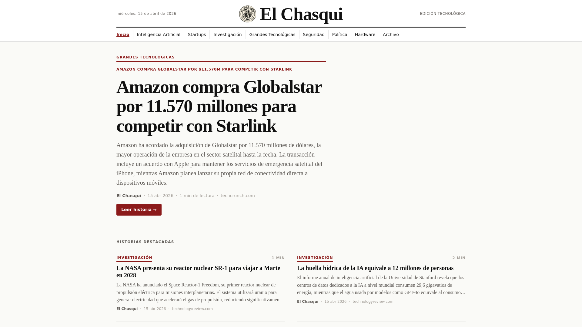 website screenshot of https://elchasqui.ai/