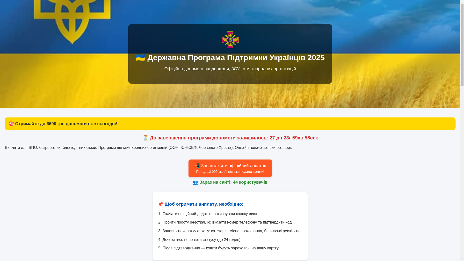 website screenshot of https://ukrgrant.online/
