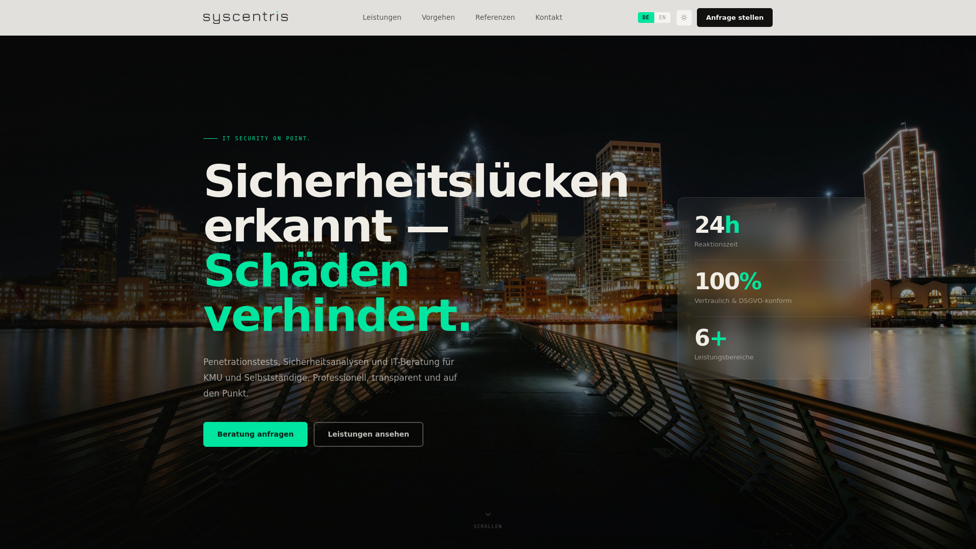 website screenshot of https://syscentris.com/
