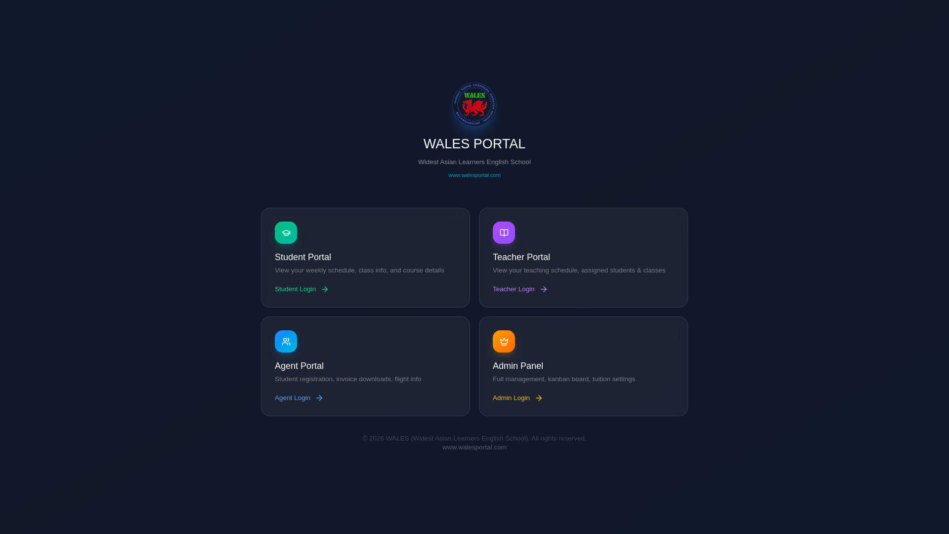 website screenshot of https://walesportal.com/