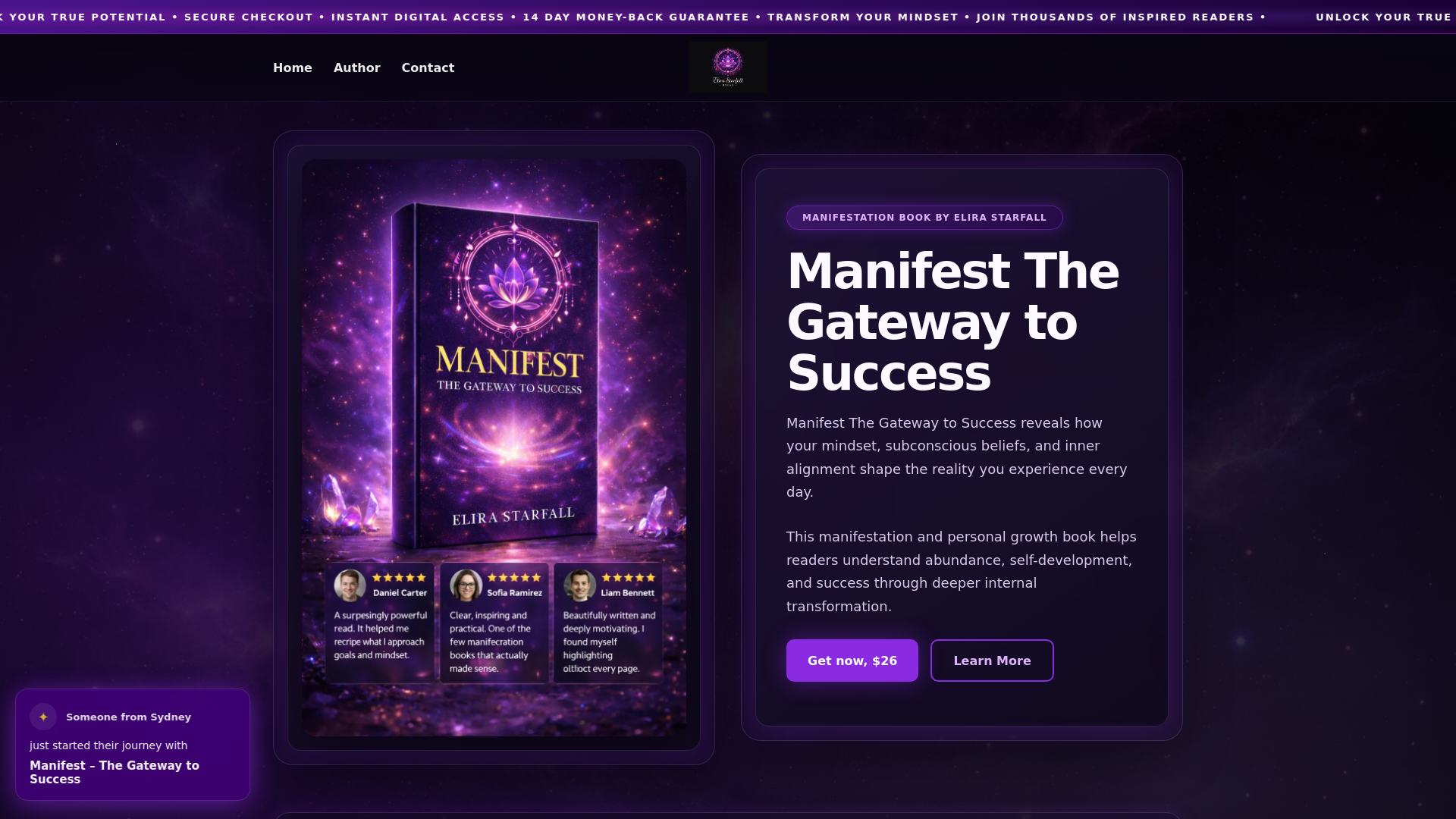 website screenshot of https://manifestthegatewaytosuccess.com/