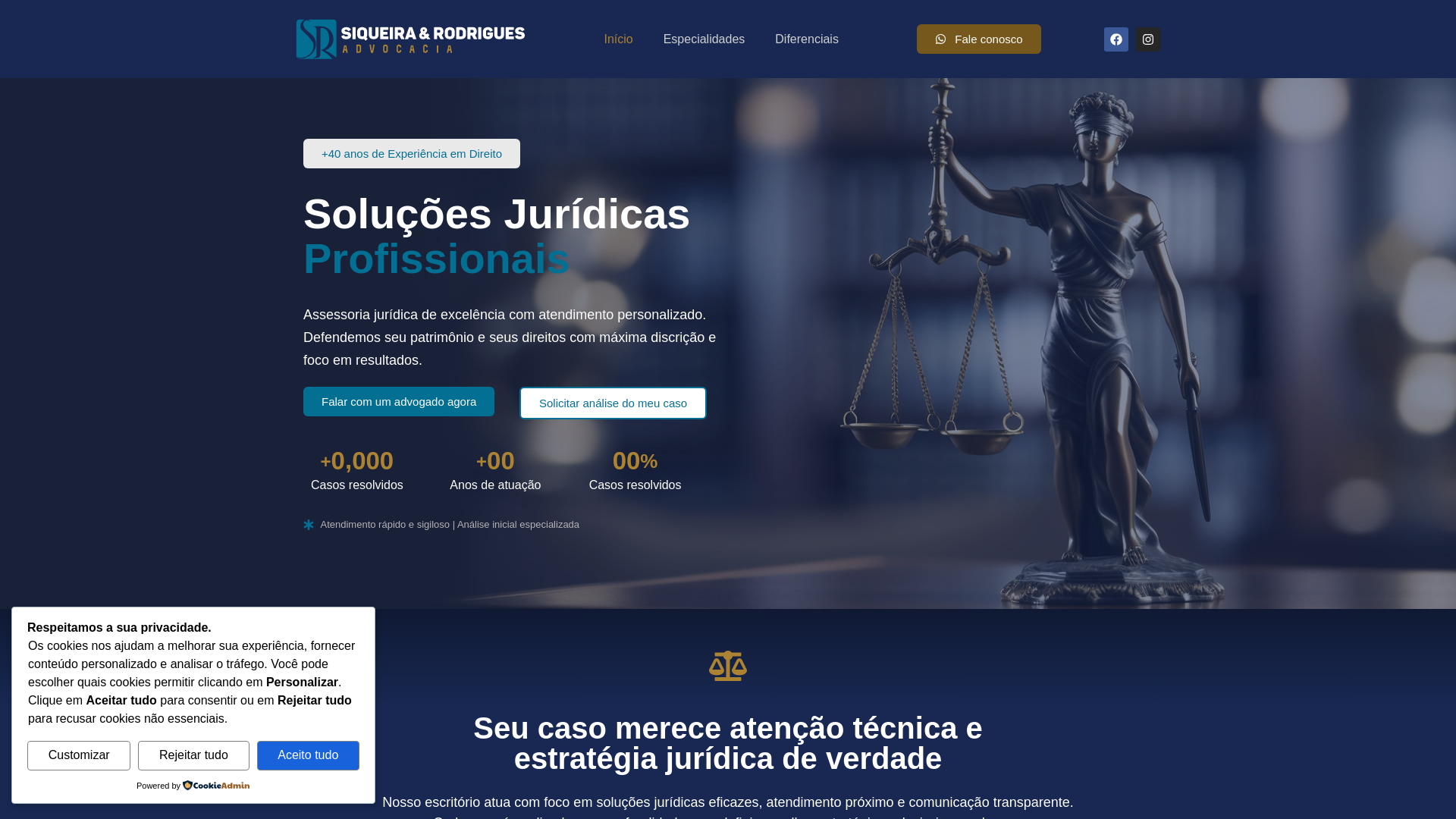 website screenshot of https://siqueiraerodrigues.adv.br/