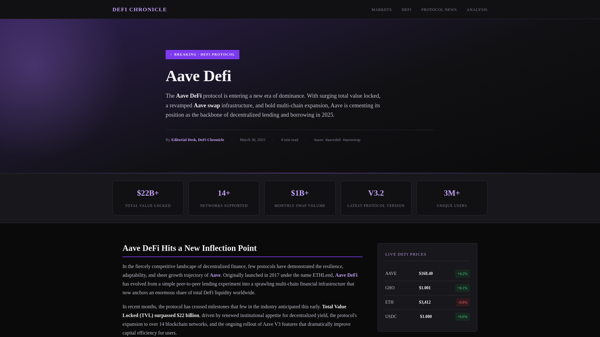 website screenshot of https://aave-defi.org