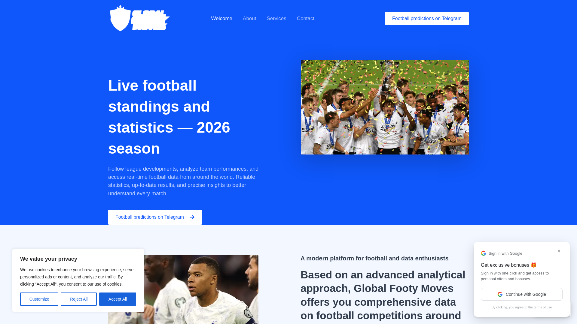 website screenshot of https://footystatshub.website/
