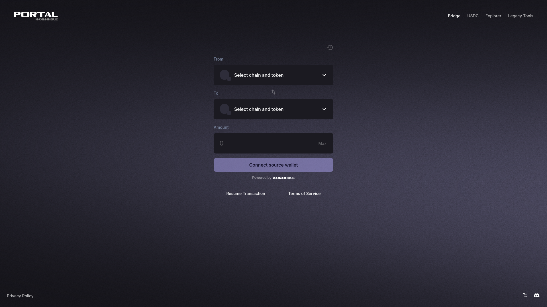 website screenshot of https://portal-bridge-staging.pages.dev/