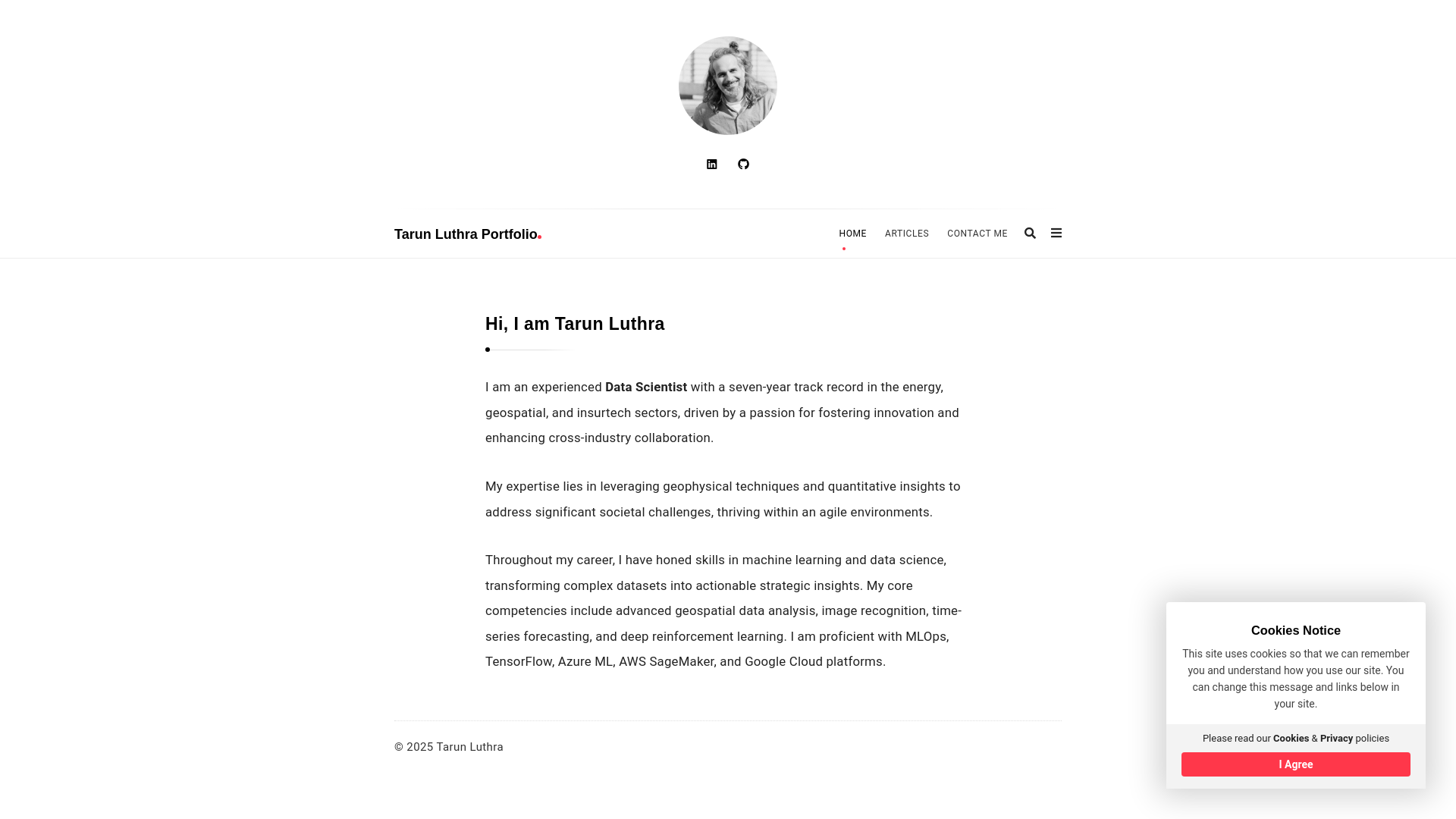 website screenshot of https://tarunluthra.com/
