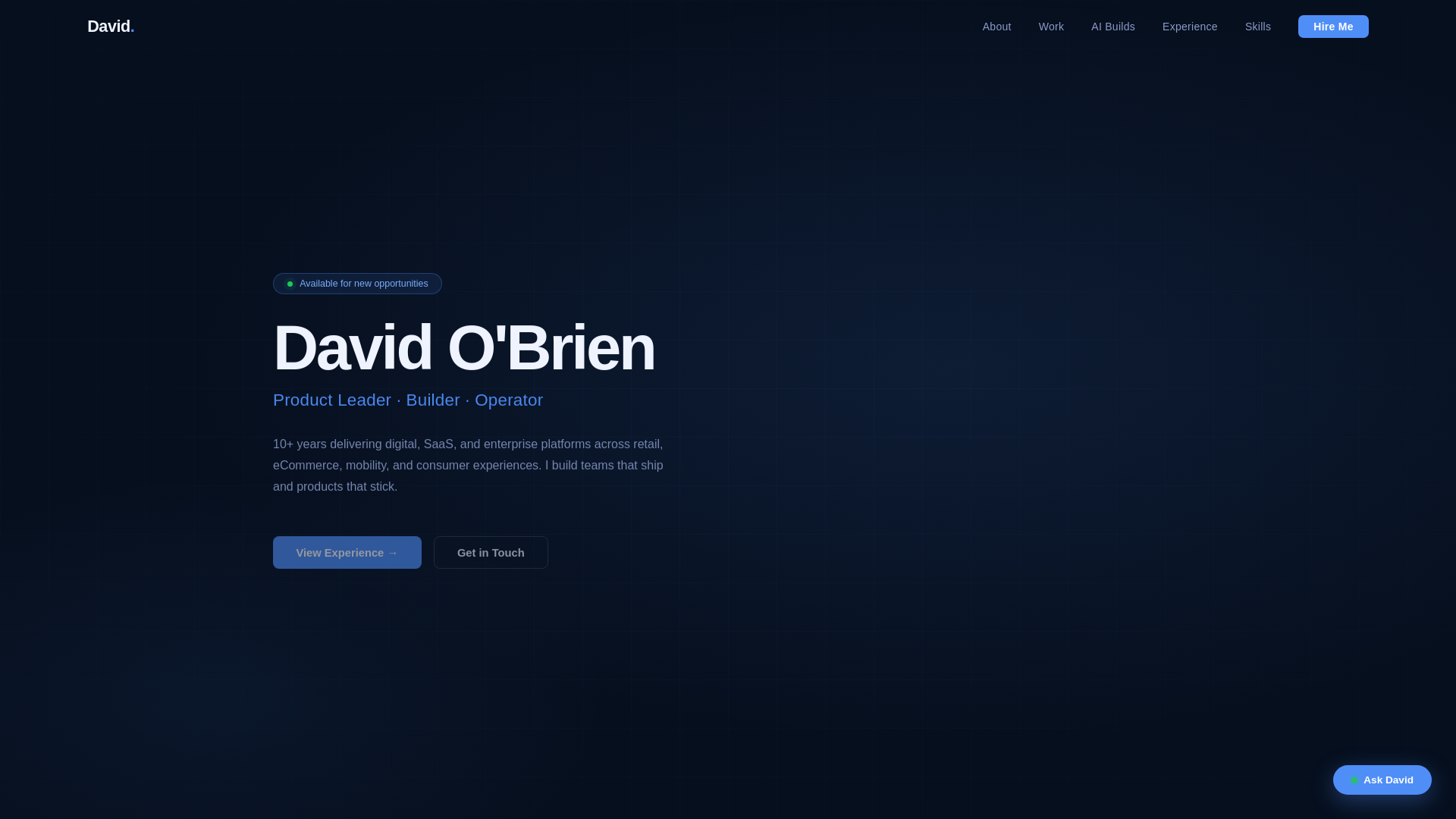 website screenshot of https://davidobrien.us/