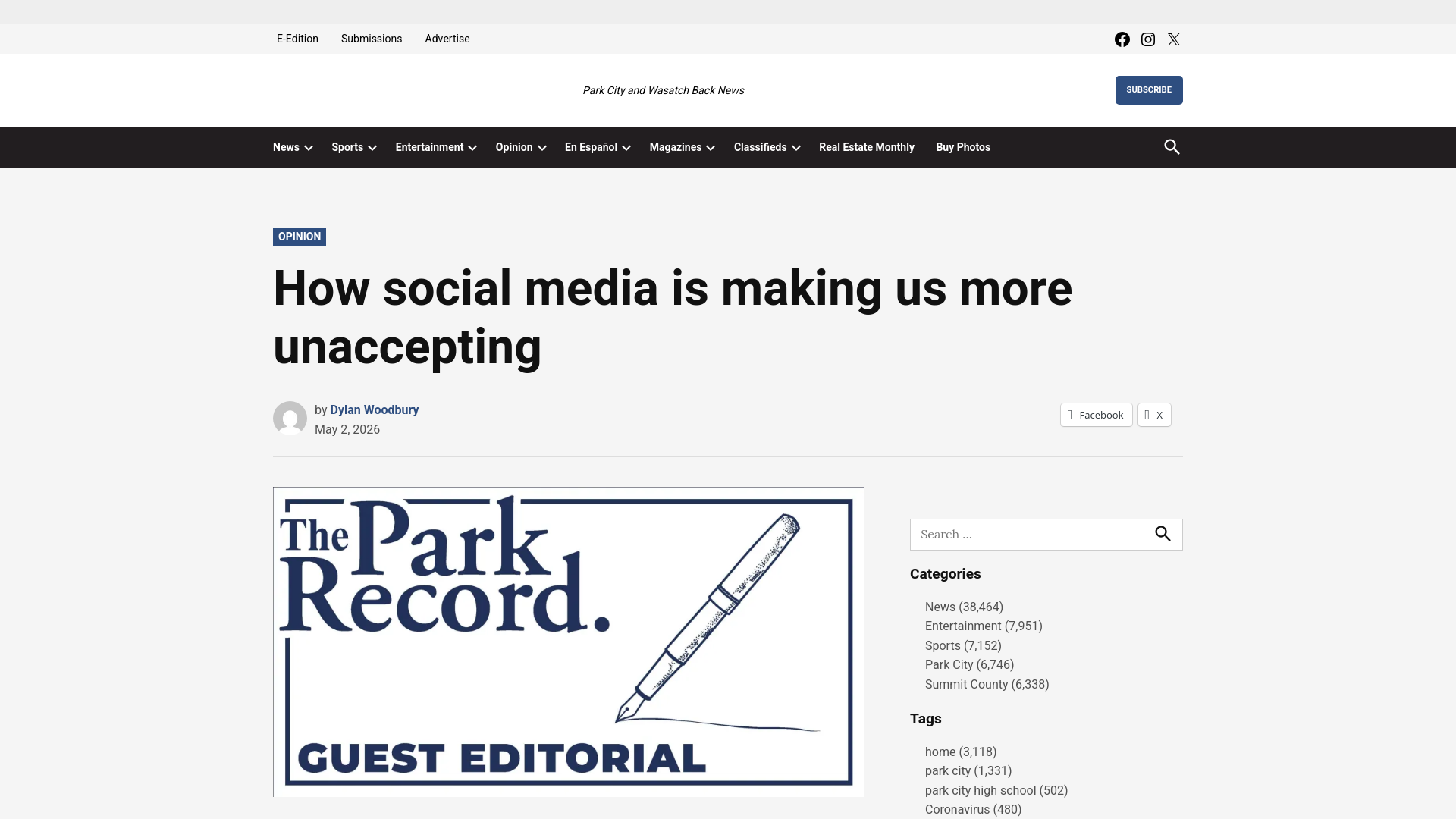 website screenshot of https://www.parkrecord.com/2026/05/02/how-social-media-is-making-us-more-unaccepting/