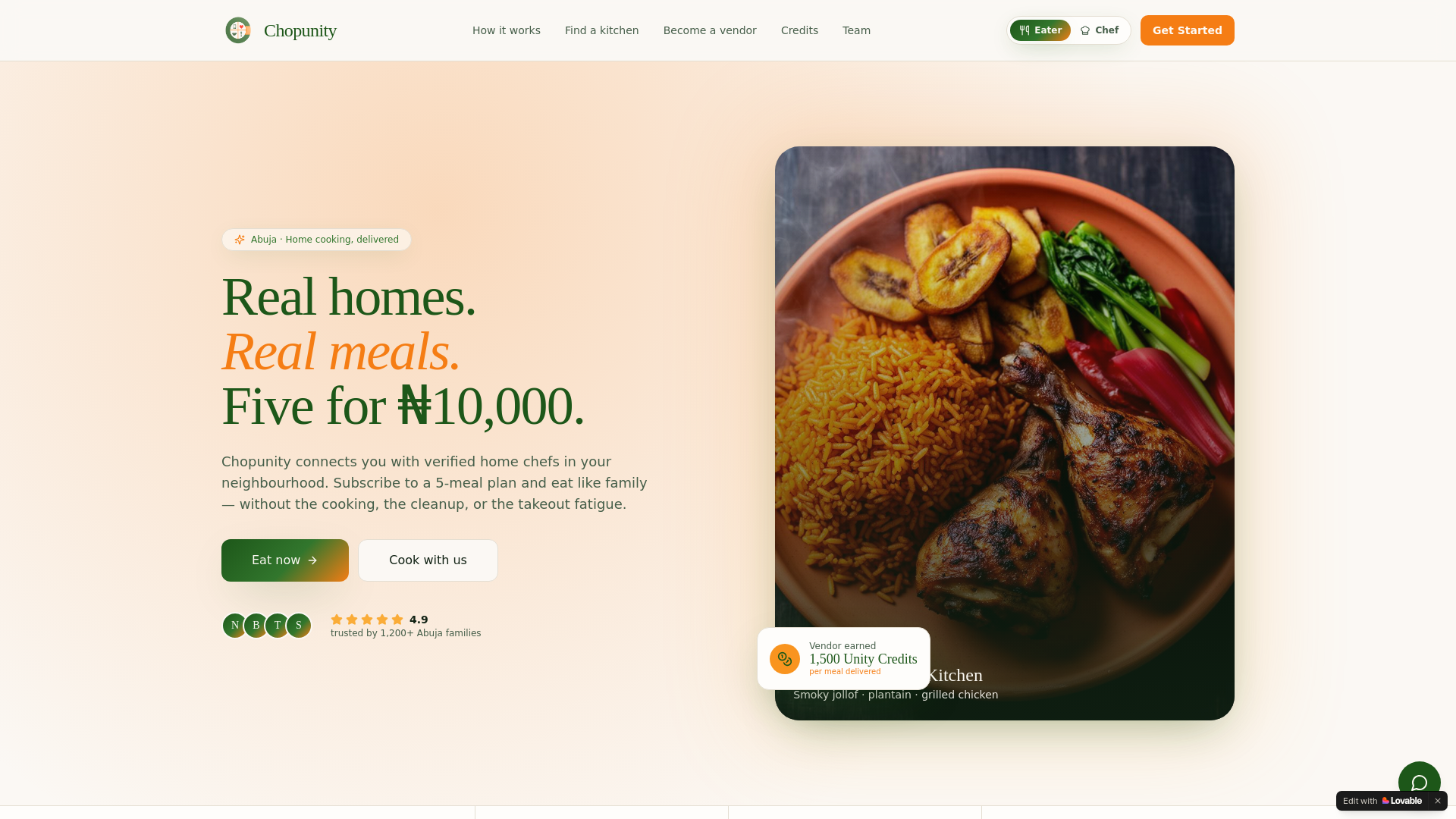 website screenshot of https://chopunity.com/