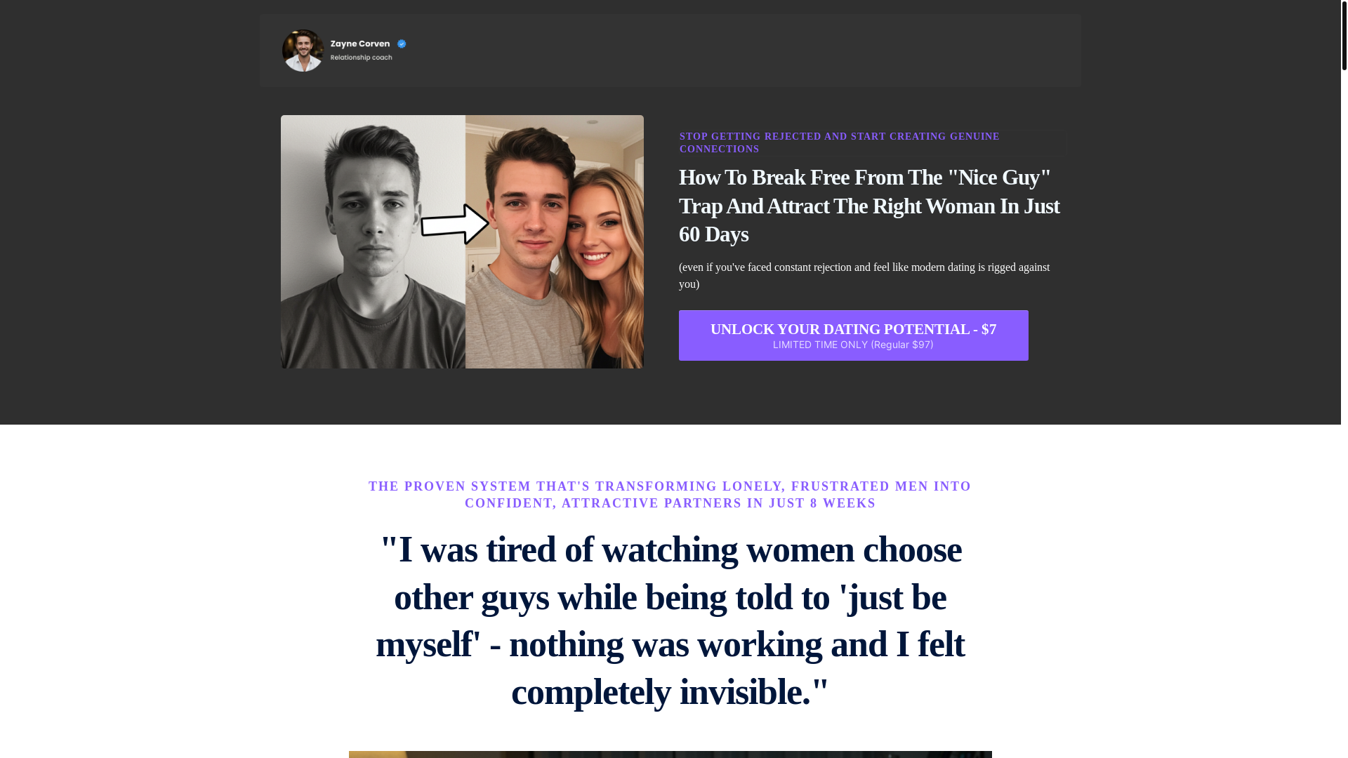 website screenshot of https://zaynecorven.com/
