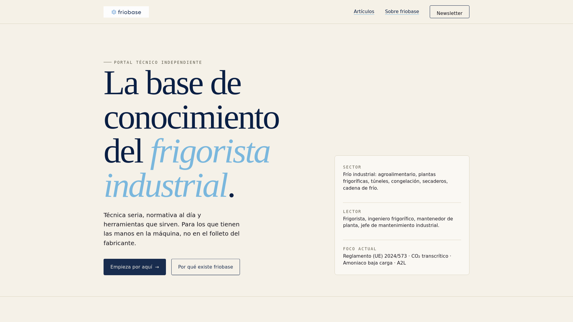 website screenshot of https://friobase.es/