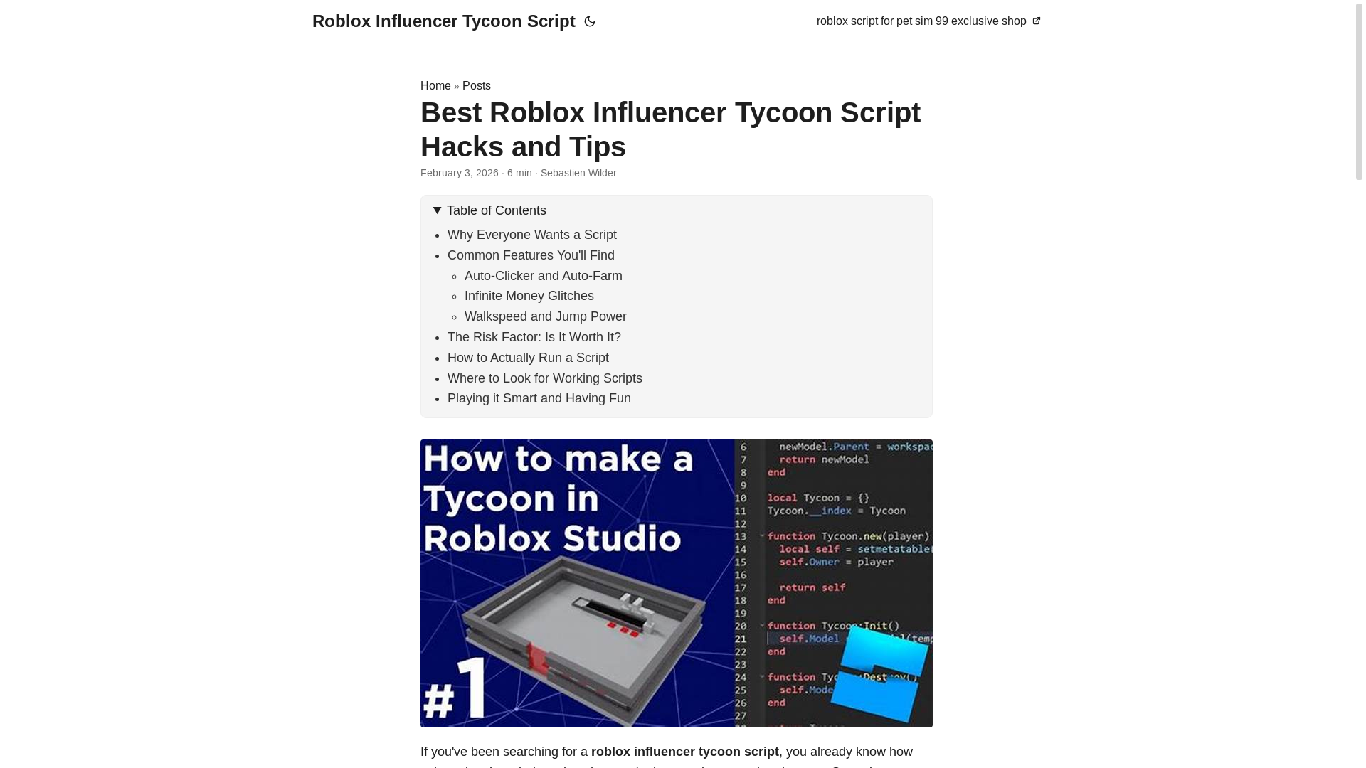 website screenshot of https://roblox-influencer-tycoon-script.pages.dev/