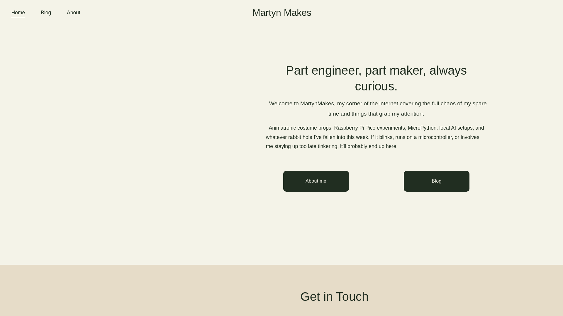 website screenshot of https://martynmakes.com
