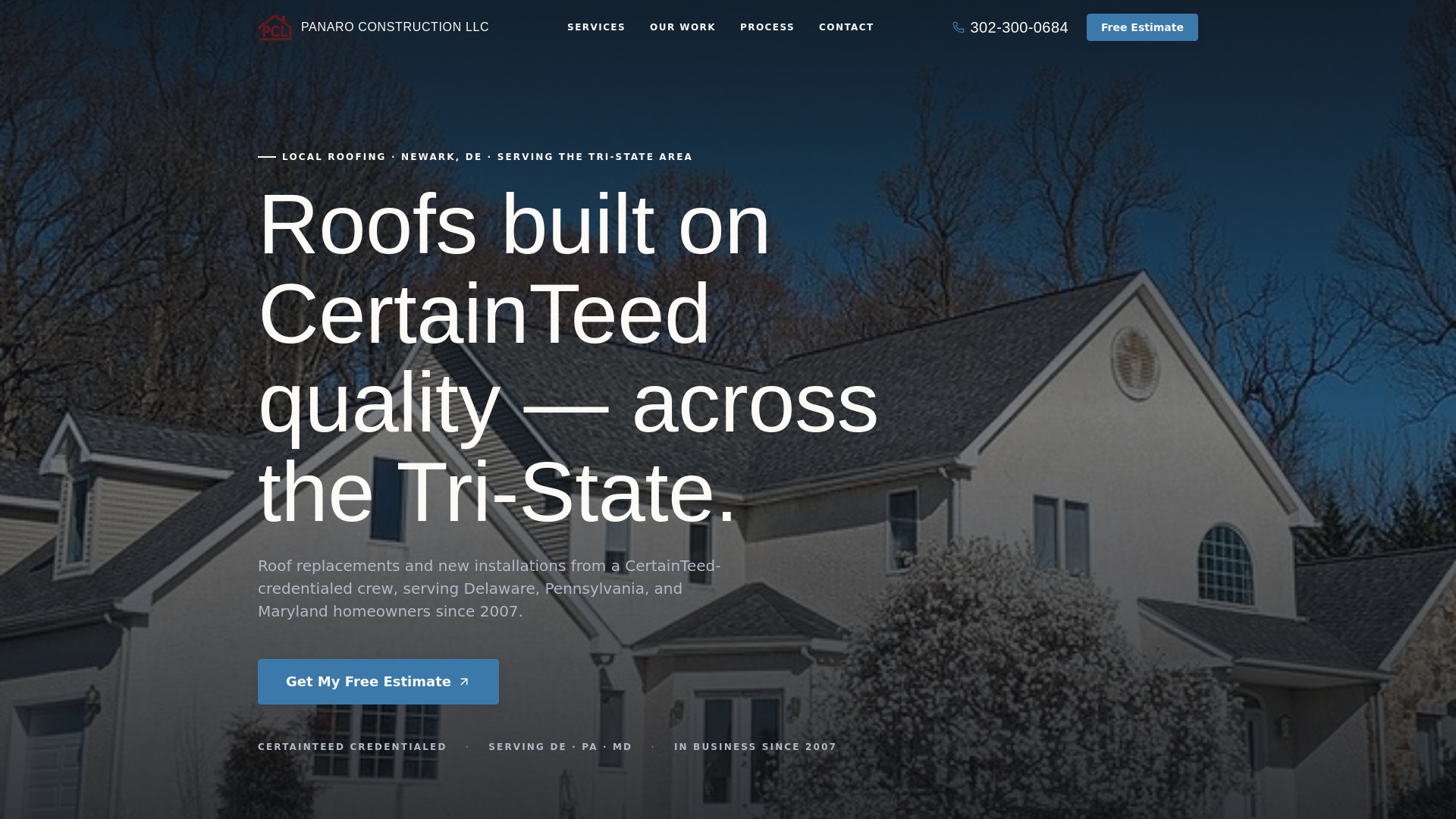 website screenshot of https://demo-roofing-panaro-construction-llc-20260427.pages.dev/