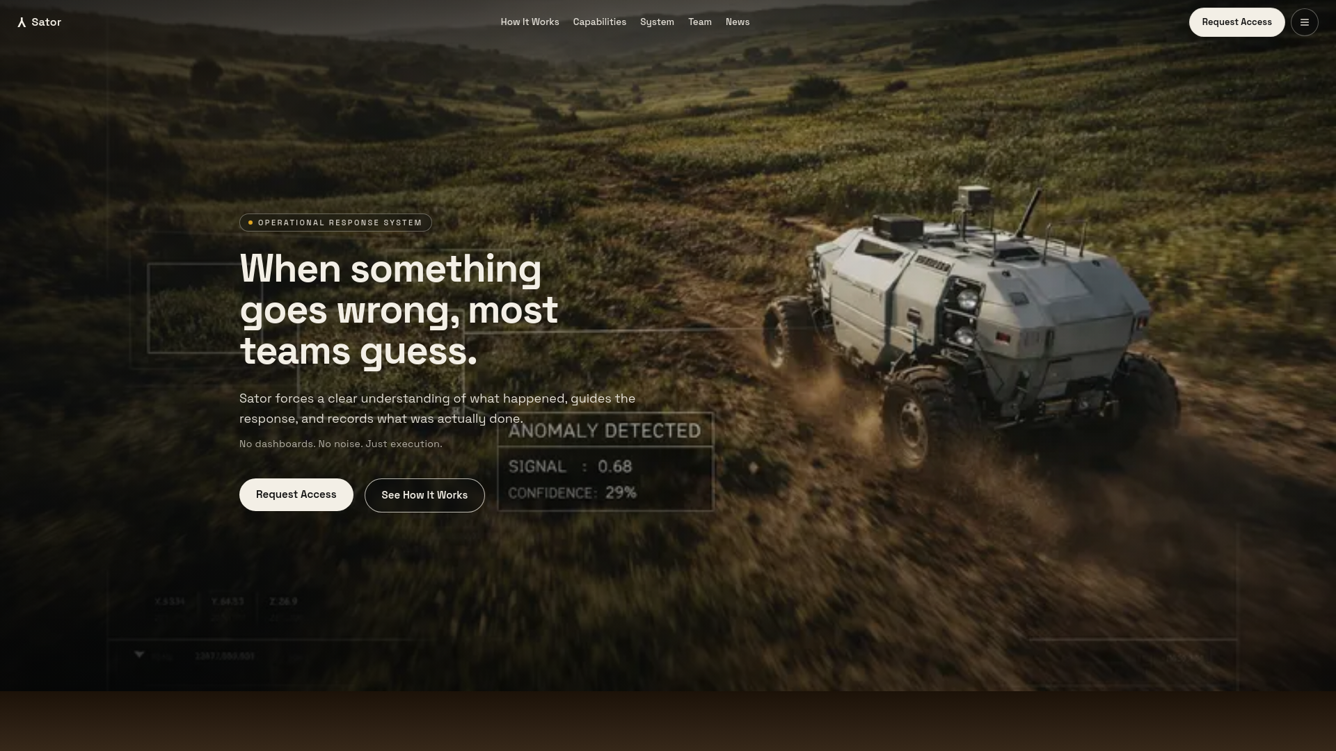 website screenshot of https://satorops.com/