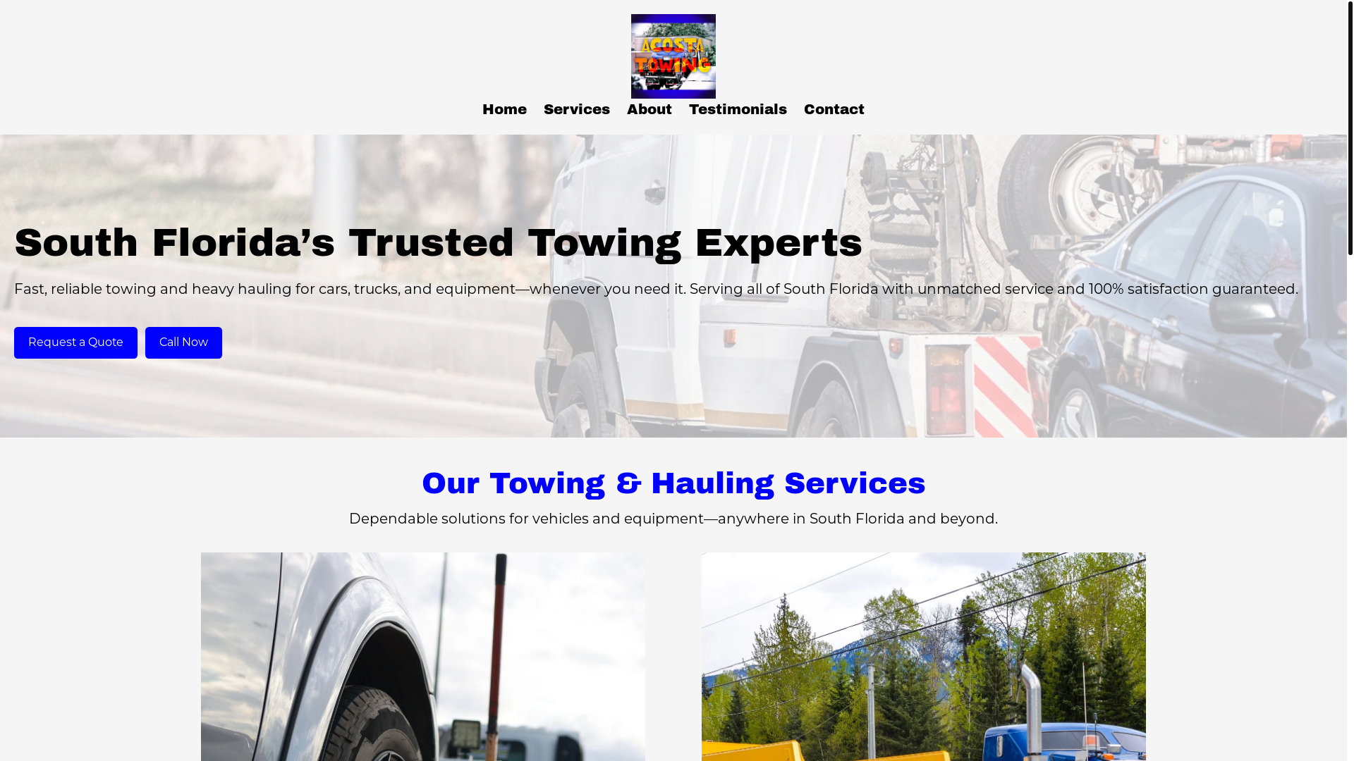 website screenshot of https://acostatowingservices.com/