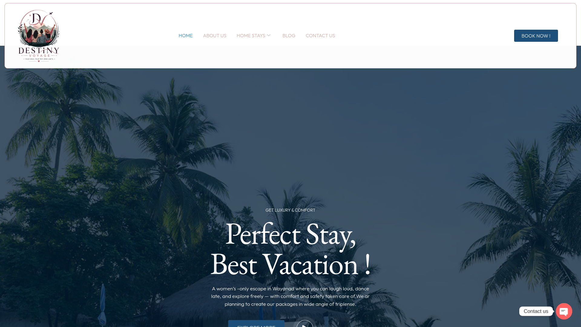 website screenshot of https://destinyvoyage.in/
