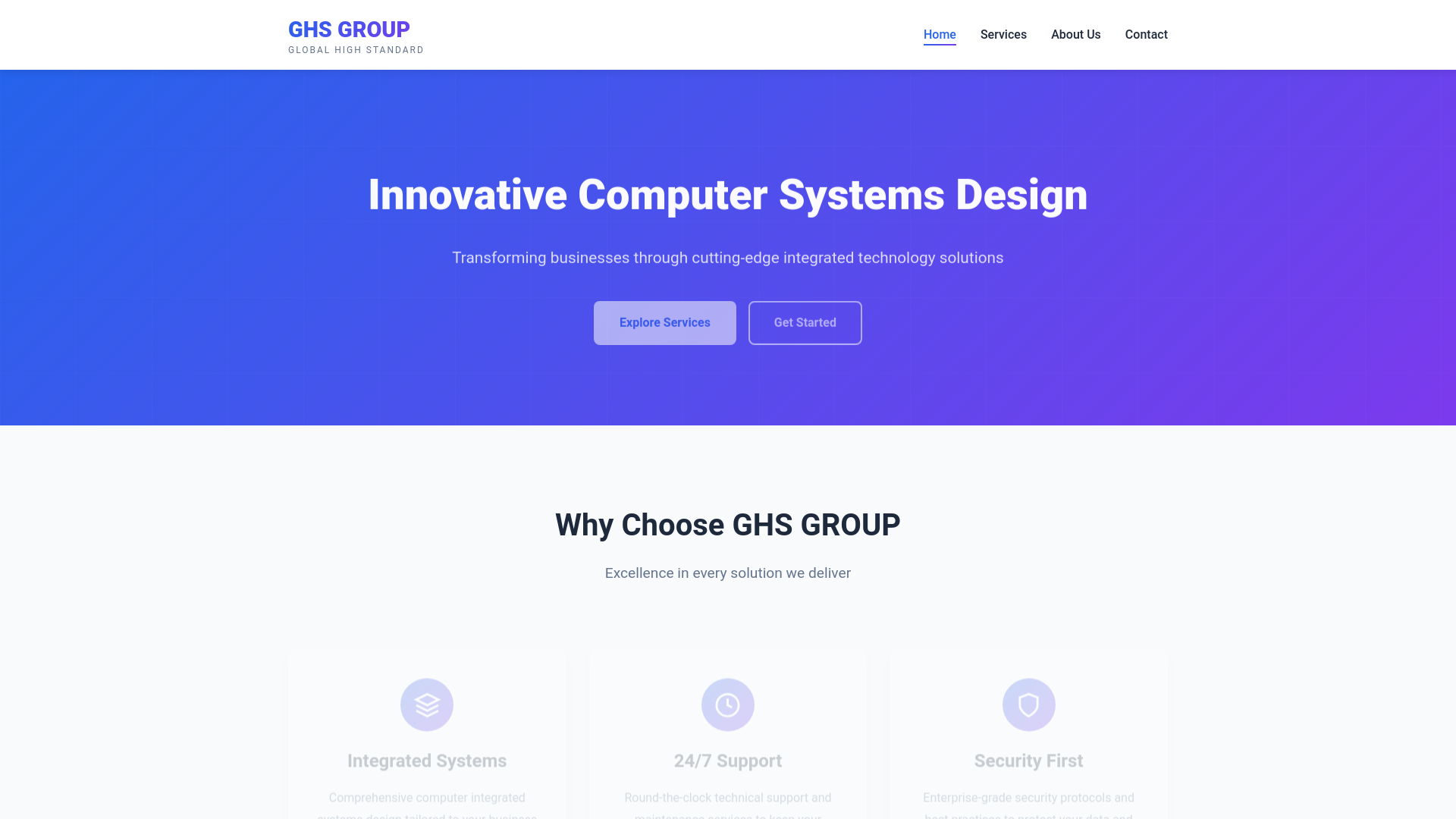 website screenshot of https://globalhighstandard.lat