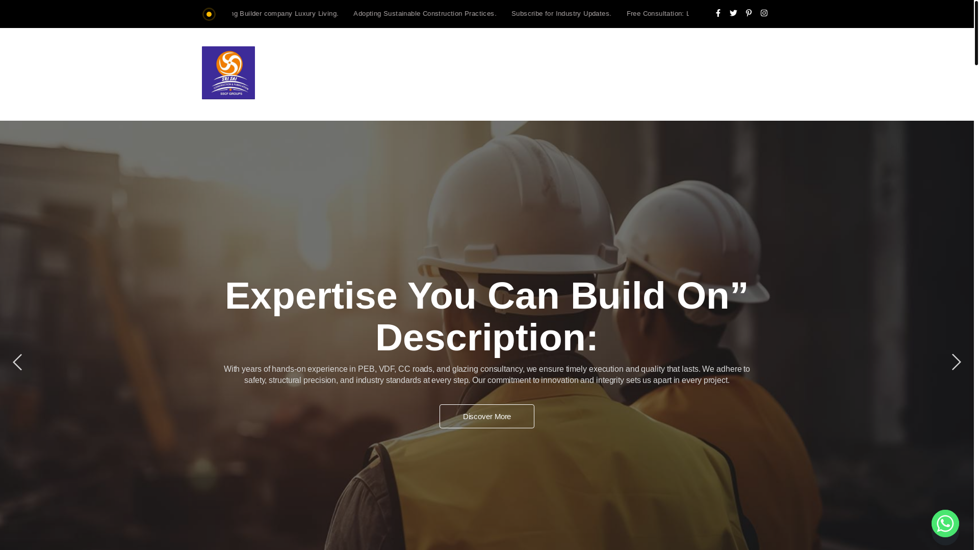 website screenshot of https://sscfsteelstruture.com/
