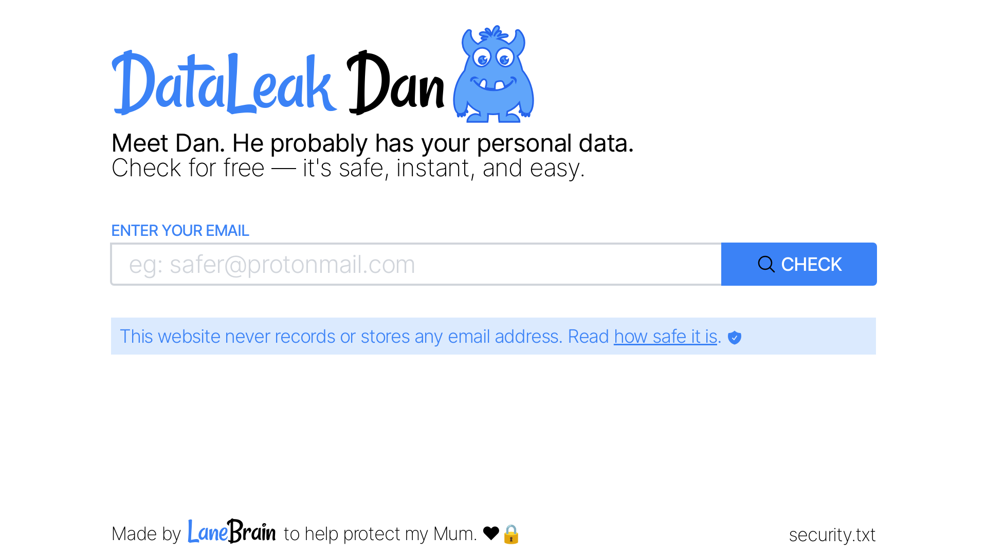 website screenshot of https://dataleakdan.pages.dev/