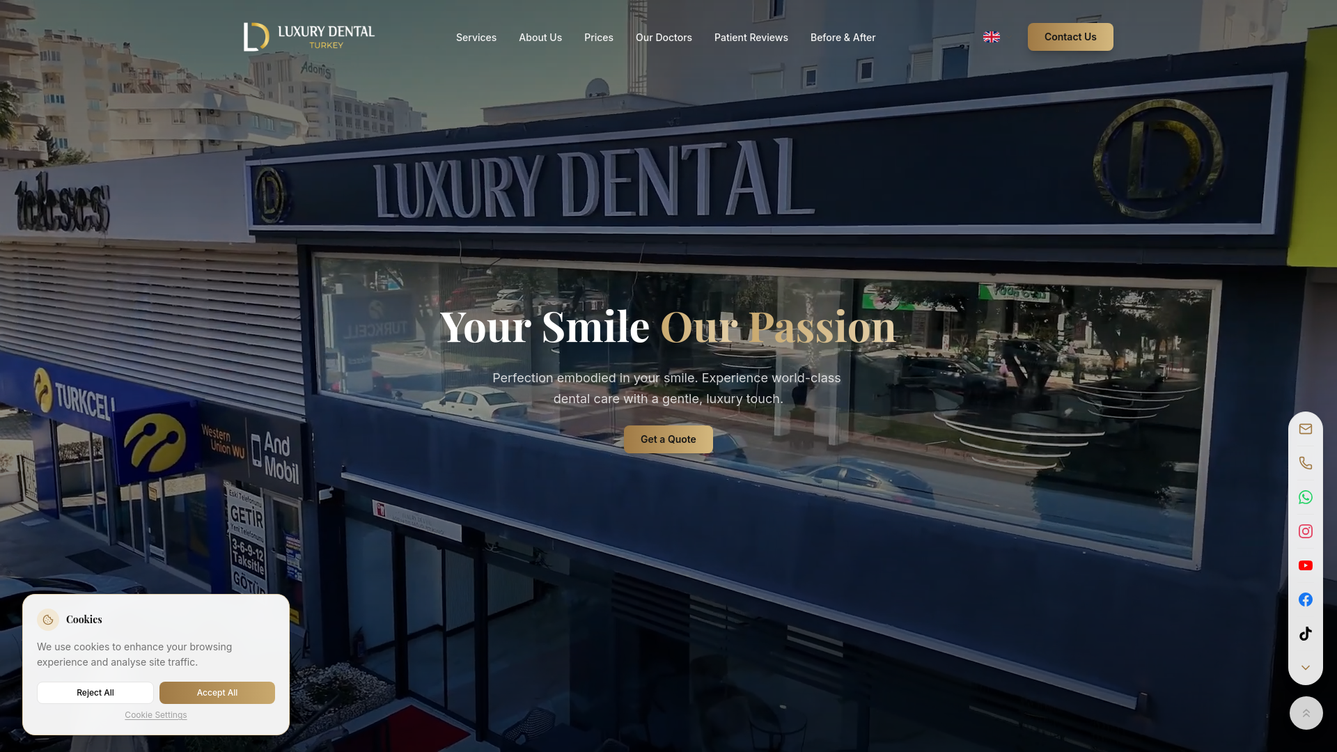 website screenshot of https://luxurydental.uk/